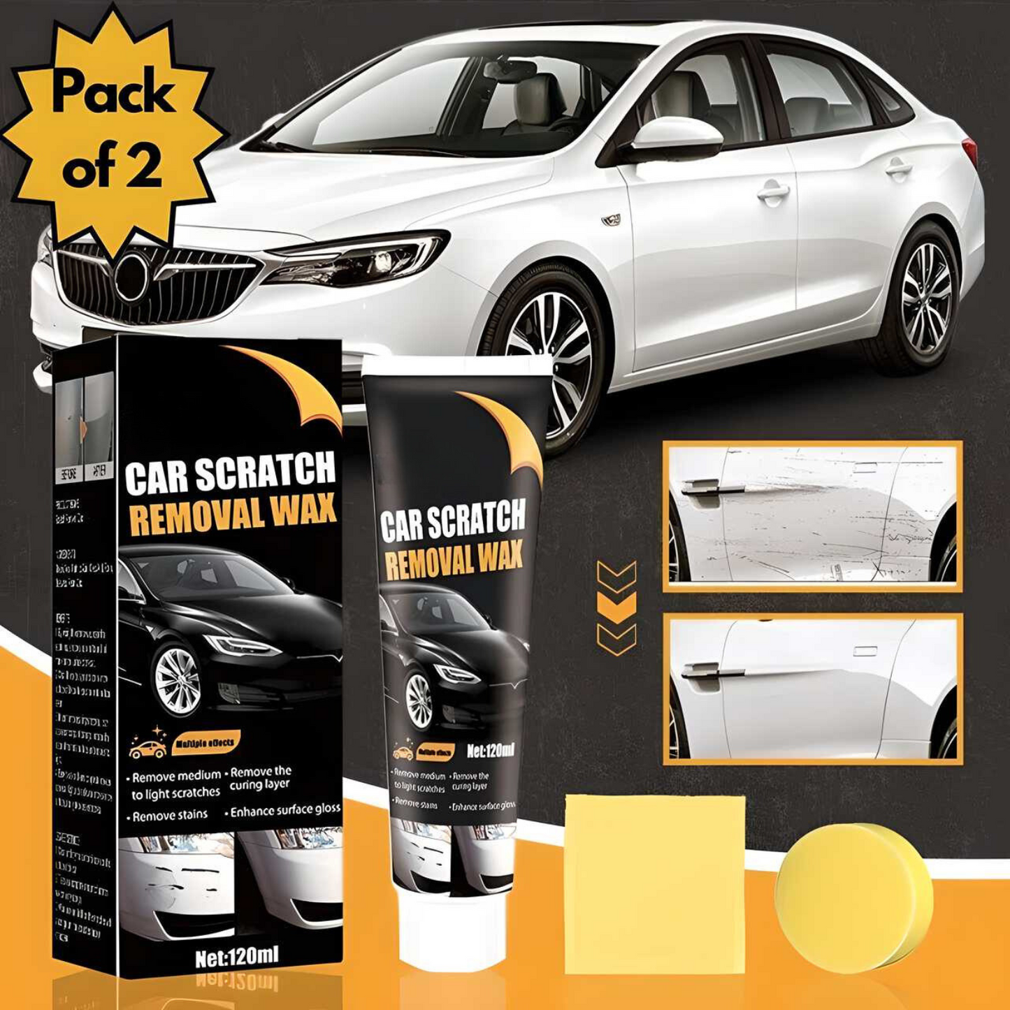 ScratchFix - Car Scratch Removal Wax (Buy 1 Get 1 Free with Buffer Cleaner Pad)