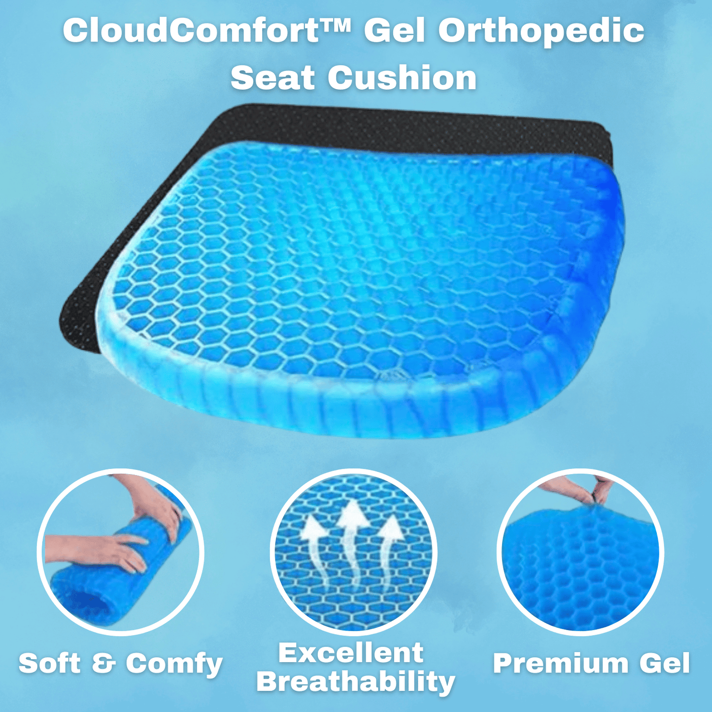 CloudComfort™ Gel Orthopedic Seat Cushion