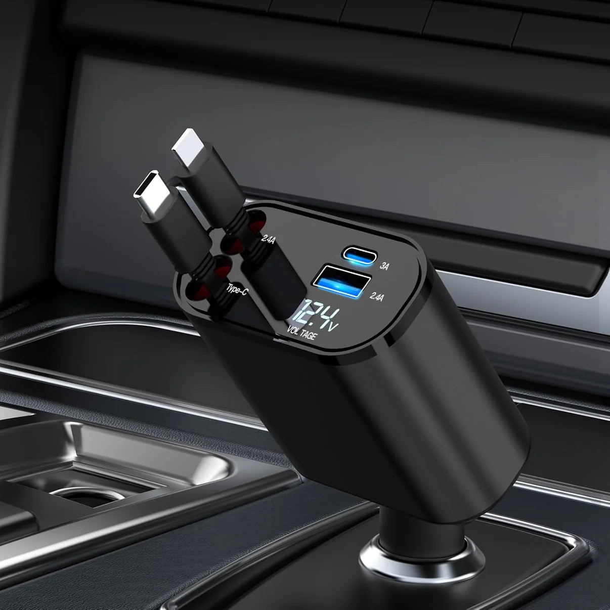 FlexiCharge™ - 4-in-1 Retractable Car Charger