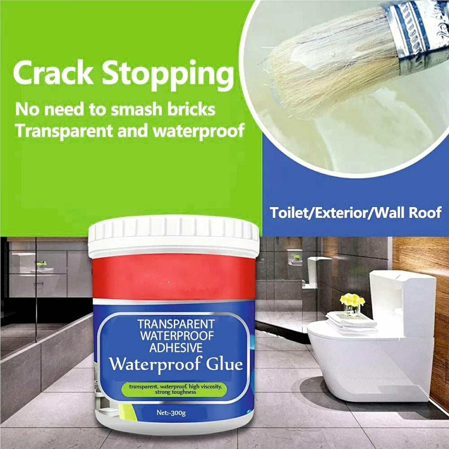 Waterproof Sealant Glue 300gm (Transparent) with Brush